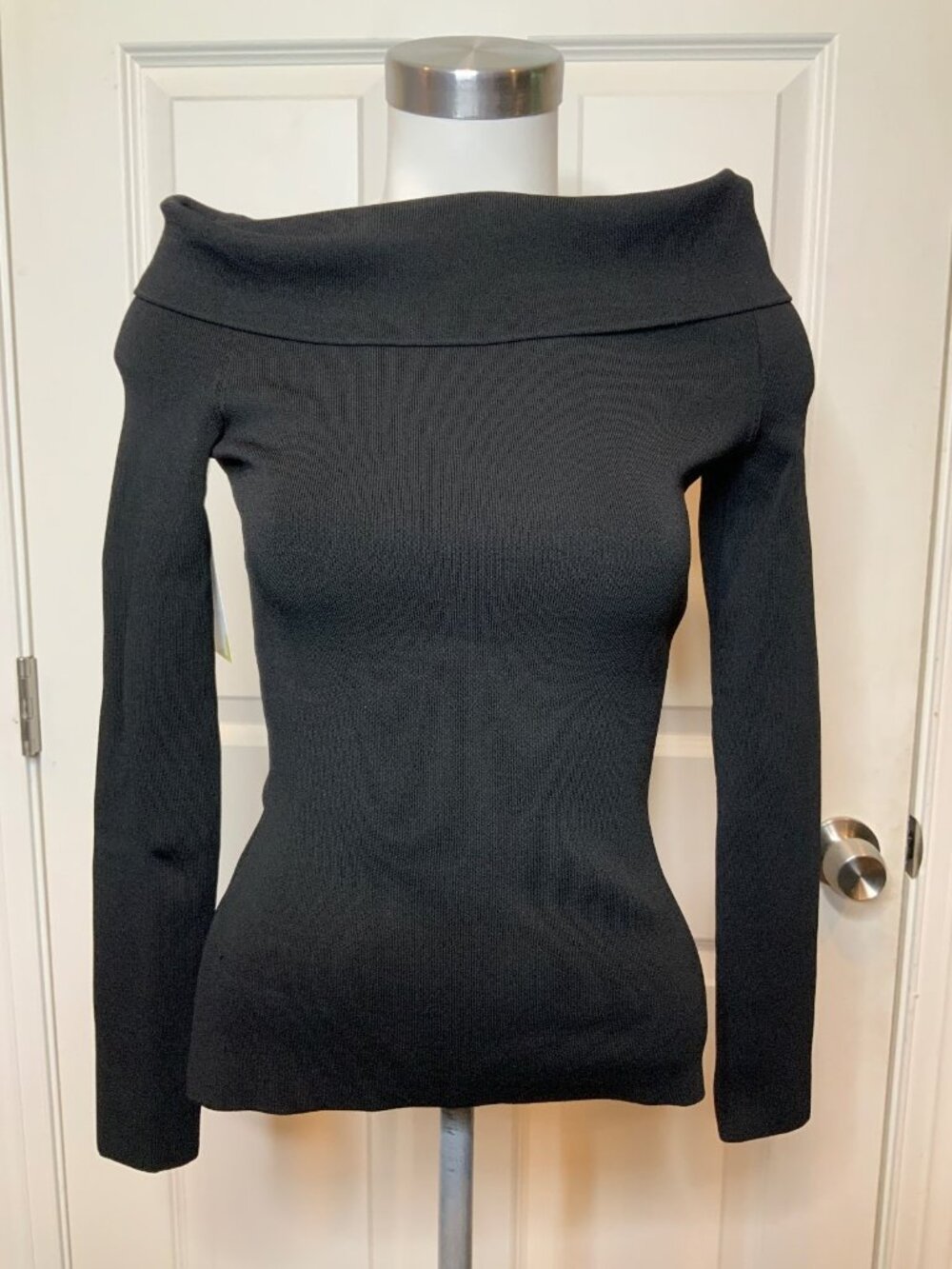 Proenza Schouler Black Off the Shoulder Melange Top Long Sleeve Top Size XS, NWT